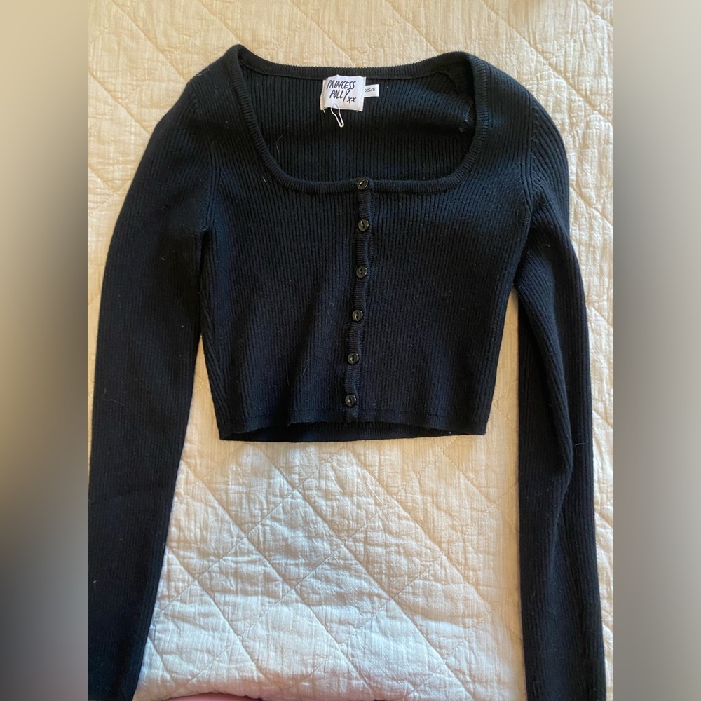 XS, black ribbed long sleeve